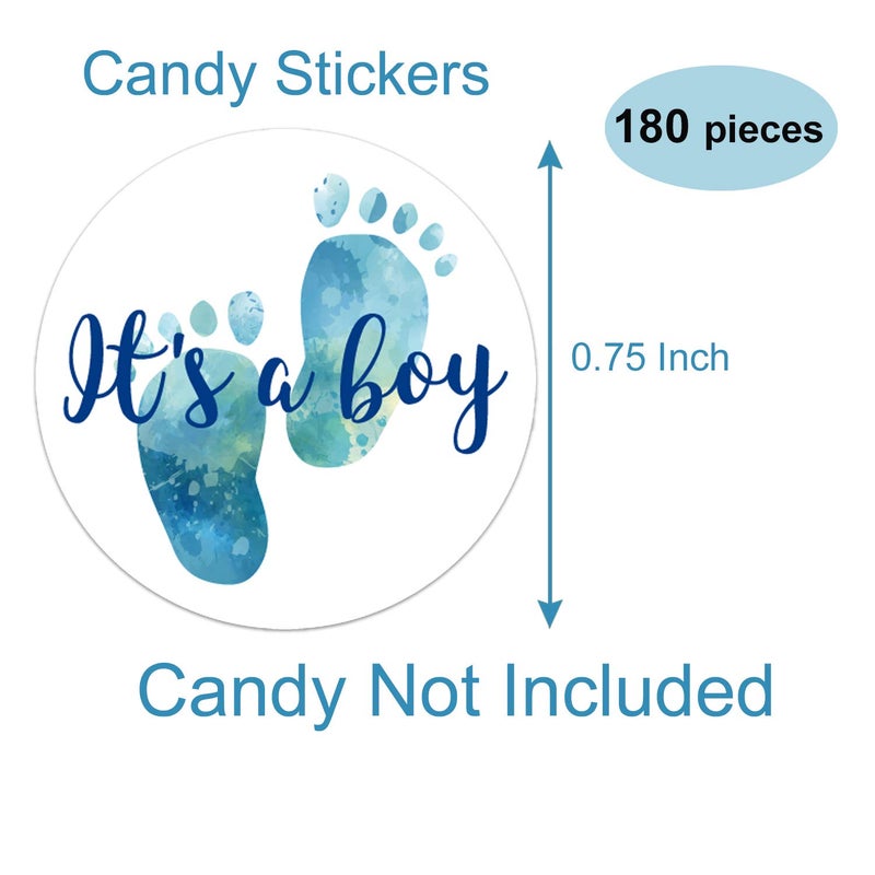 Mr.Mug 180 Chocolate Drop Labels Stickers- Gender Reveal Footprints Kisses Labels For Baby Shower, It's a Boy Baby Shower Favor Labels. - Image 2